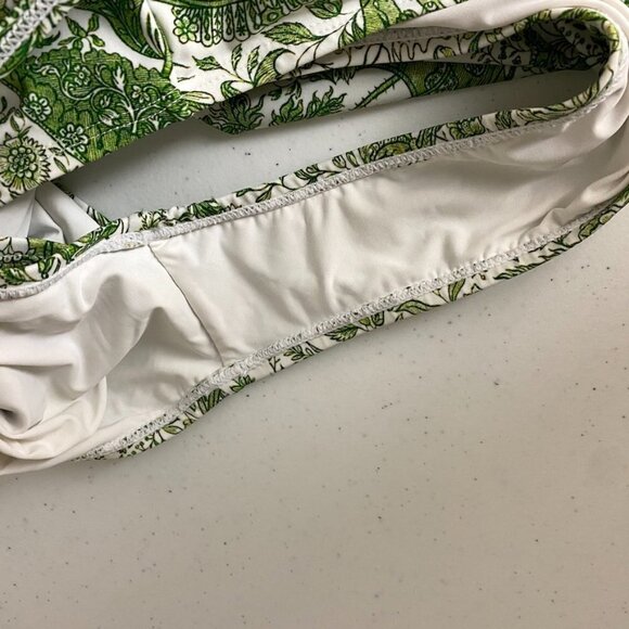 Berlook Retro Floral Drawstring Ruched One-Piece Swimsuit Womens XS Green - Picture 7 of 8